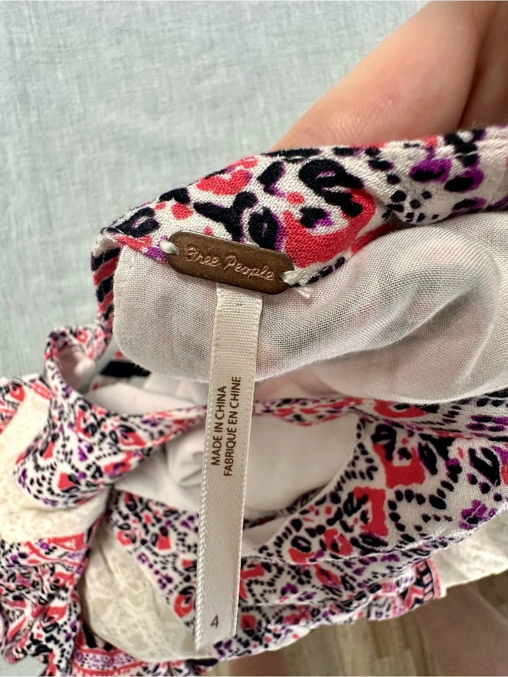 Free People Tegan Boarder Print Ivory Mini Dress Size 4